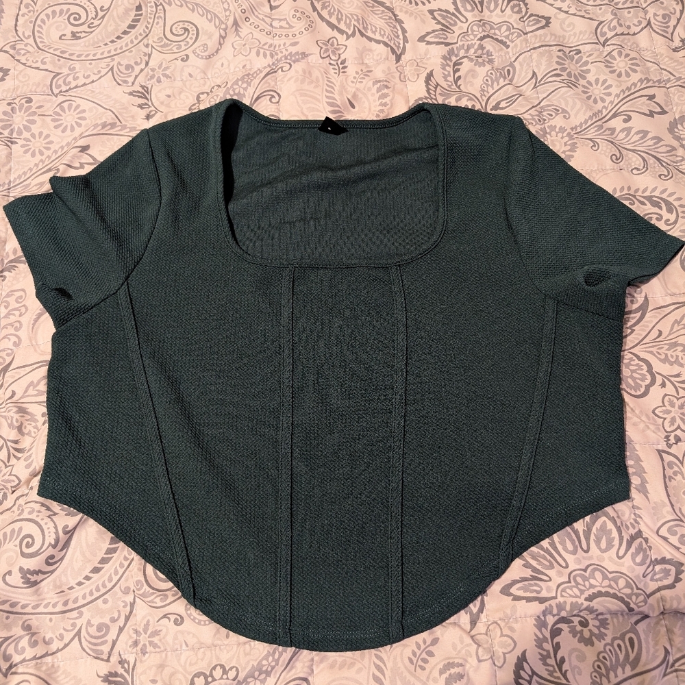 SHEIN Square Neck Asymmetrical Hem Tee